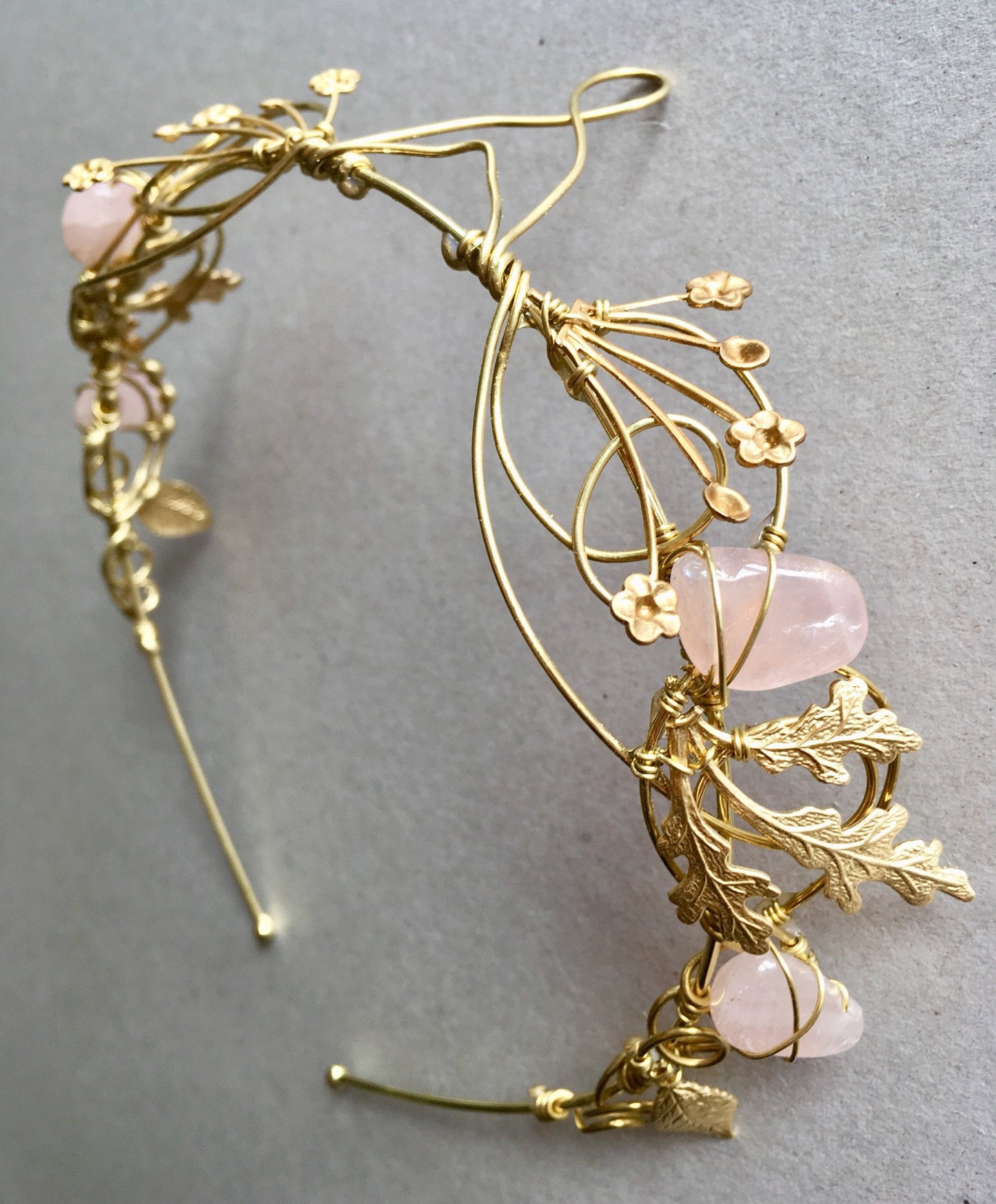 The ANAIS Rose Quartz Leaf Crown