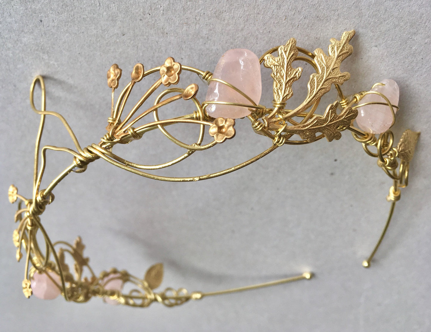 The ANAIS Rose Quartz Leaf Crown