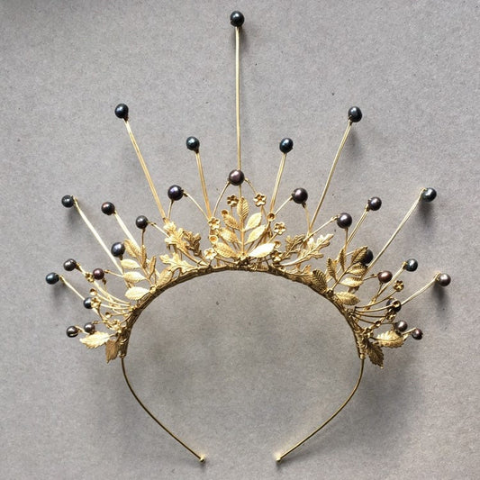 The SELENE Leaf & Peacock Pearl Crown