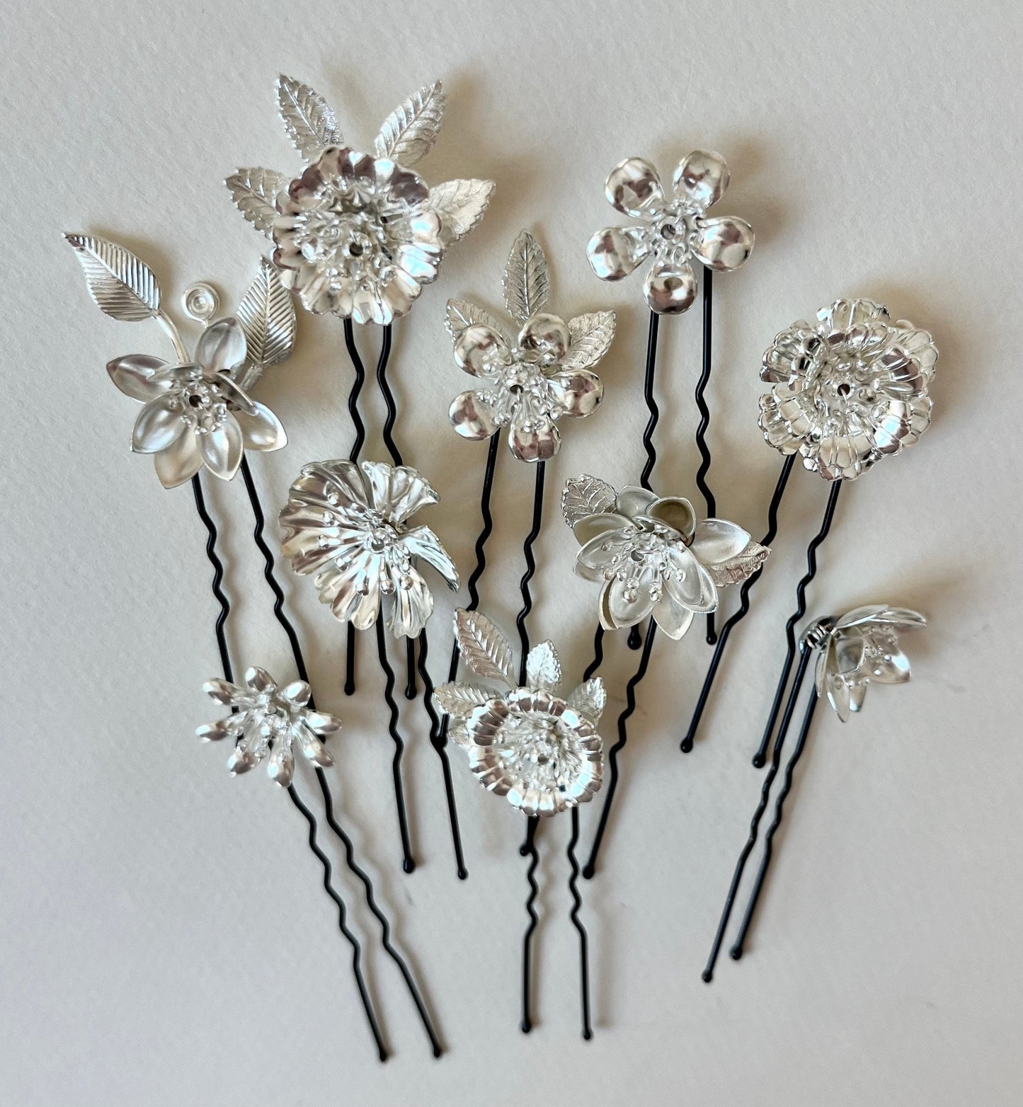 Flower Leaf Hairpins - Set of 10