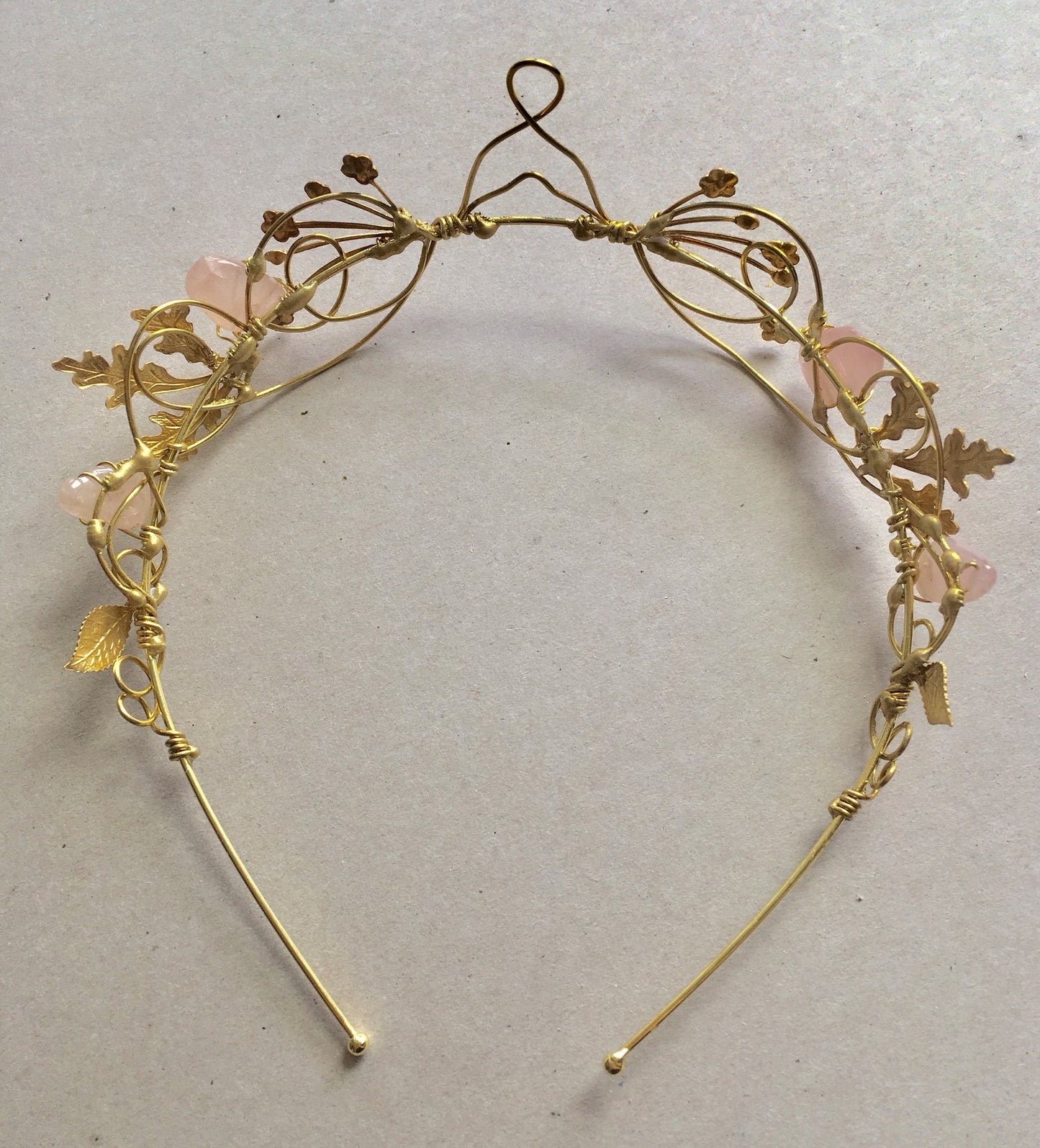 The ANAIS Rose Quartz Leaf Crown